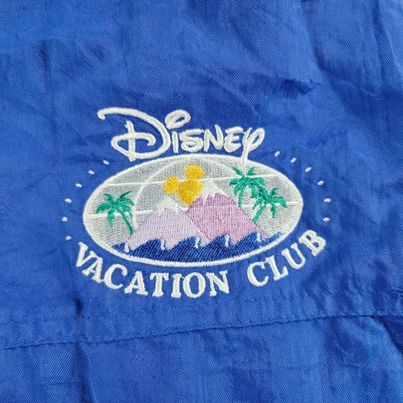 Vintage Disney Vacation Club Mens Large Blue Full Zip Rain Jacket Casual